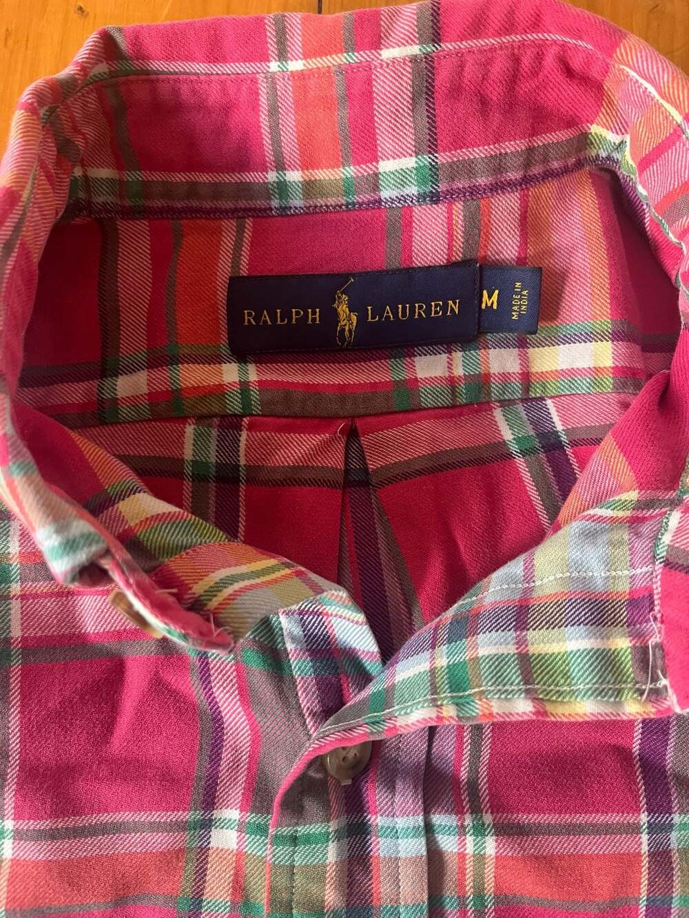 Polo Ralph Lauren Pink Multi Color Plaid Button Up Long Sleeve Pocket Shirt Med